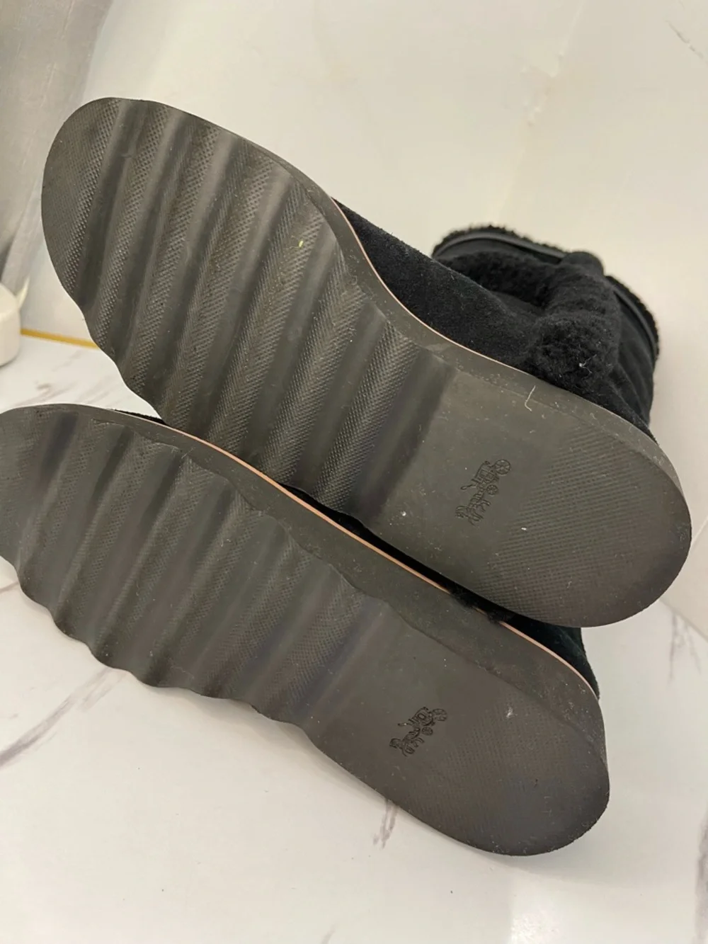 Coach Women's 6 BELMONT Suede Leather Cold Weather Winter Black tall Boots Shoes